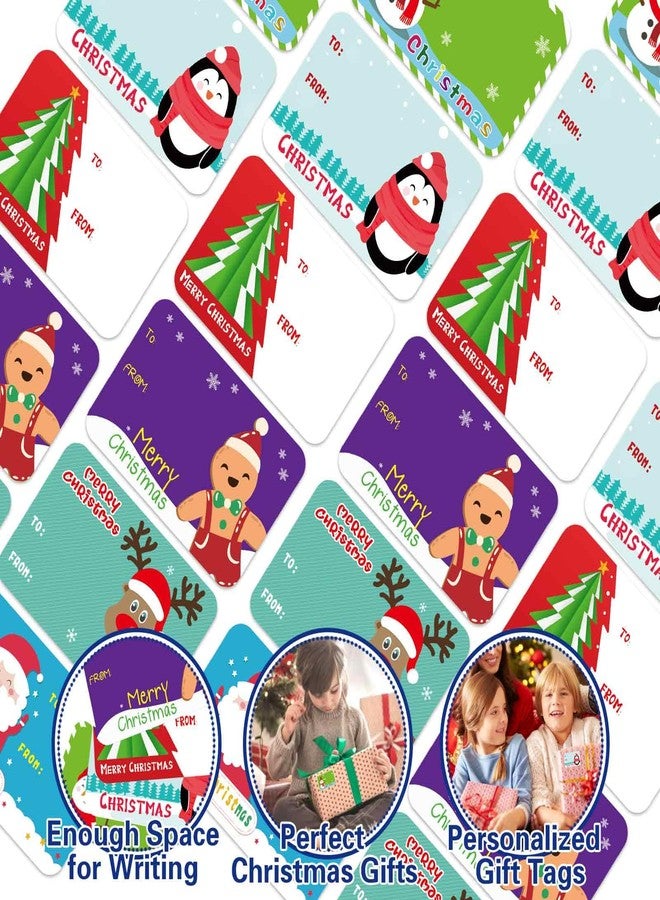 OTAITY Christmas Gift Tags 300 PCS Christmas Presents Stickers with Santa Claus Snowman Reindeer DIY Self Adhesive Christmas Tags for Christmas Gift Bags and Wrapped Presents - Image 3